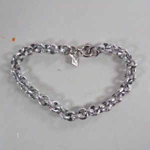 Sara Coventry Textured Silver Tone 7.75" Rolo Chain Link Arm Bracelet Fashion